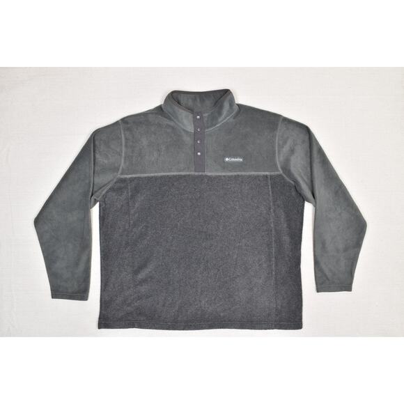 Columbia Pullover Mens 3XL Gray Fleece Snap Front Outdoor Hiking Sweater Jacket - Picture 1 of 8